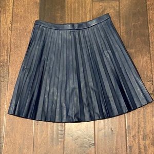 J Crew Faux leather pleated mini skirt in navy